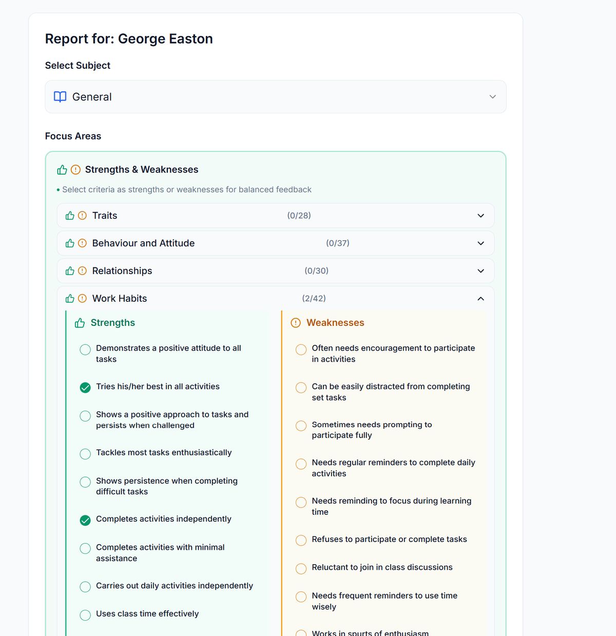 General Report Comments for Australian Primary School Teachers
